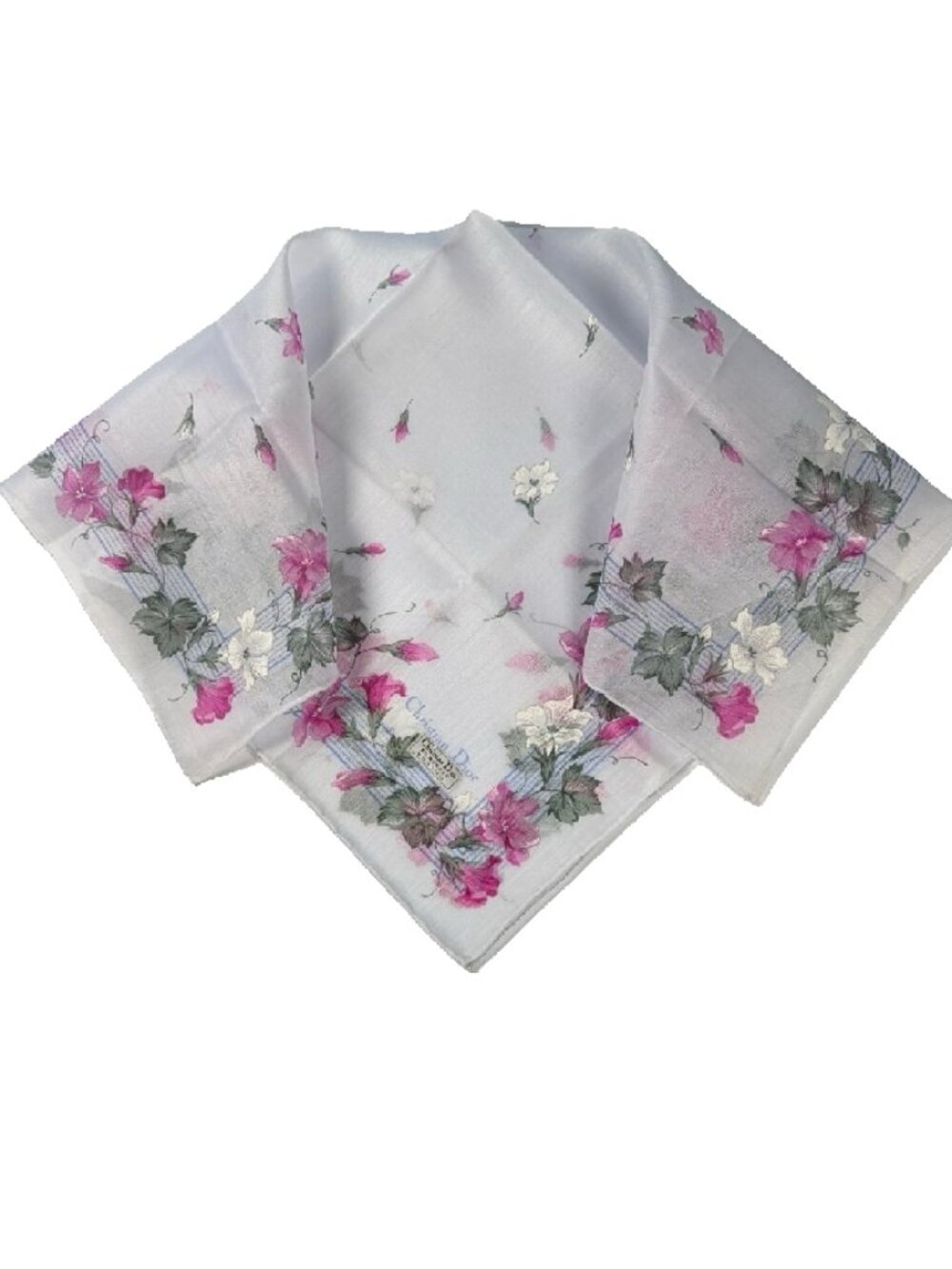 Vintage Christian Dior Floral Cotton Scarf NWT 18"